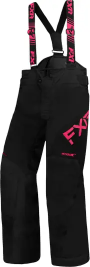FXR Clutch 2023 Youth Snowmobile Bib Pants, black-pink, Size XL 36 Black Pink