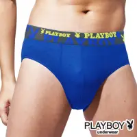 在飛比找Yahoo奇摩購物中心優惠-男內褲 PLAYBOY 素色彈力嫘縈沁涼三角褲-單件(寶藍)