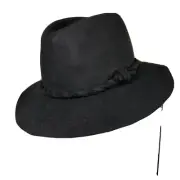 D&Y Panama Black Wool Hat Floppy Brim One Size Fits Most
