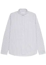 Les Deux Kristian Striped Stretch-cotton Oxford Shirt - Blue - S S