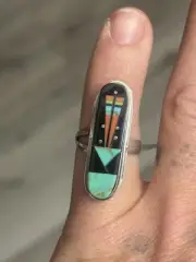 STERLING SILVER NATIVE AMERICAN NAVAJO SIGNED GILBER SMITH GALAXY ADJ RING .925