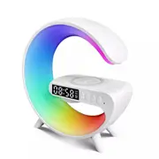 LED Lamp Wireless Charger Bluetooth Speaker RGB Night Light Alarm Clock White