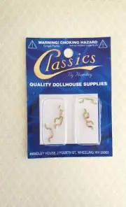 Dollhouse Window Handles or Drawer Pulls 6 Pieces 1:12 Scale Brass Gold