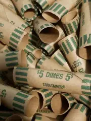 100 Coin-Tainer Preformed Dime Wrappers. Pre-Crimped End Shotgun Rolls. Holds $5
