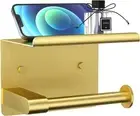 Brushed Gold Toilet Paper Holder Wall Mount, Fits Mega Rolls D-brushed