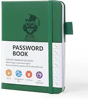 A6 Password Book Alphabetical with Tabs, Owl Password Keeper Book for Computer Website Login and Internet Address Password Management(Dark Green)