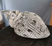 WATERFORD Crystal Conch Sea Shell Paperweight NWT Estched Seahorse Sticker