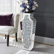 Floor Vase Crushed Diamond Mirrored Tall Vase for Pampas Grass Artificial Flower
