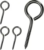 uxcell Screw Eyes 3/16 x 2.5 Inch / M5x65mm, 4 Pcs 304 Stainless Steel Eye Screw Hooks Self Tapping Eye Bolt for Wood Securing Cables Wire, Indoor & Outdoor Use, Black
