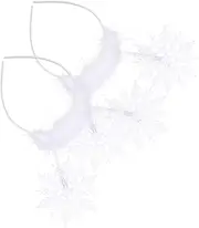 [PAMINGONO] 2pcs Christmas Snowflake Headband Glitter Snowflake Hair Hoop Christmas Head Crowns Christmas Party Headpieces Costume for Christmas Party Headwear Outfits White Plastic