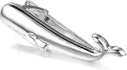 [PINSTAR] Men's Fashion Silver Gold Tie Necktie Pin Clip Bar Steel Clasp Jewelry tc1501 (Whale Silver)