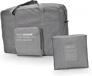 [GLSTOY] Portable Foldable Trolley Tote Bag Lightweight Canvas for Travel Gym and Overnight Use Grey