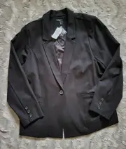 Torrid One Button Ponte Black Stretch Blazer Plus Size 3X NEW Size 22 - 24