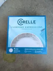 NIB New 4 Corelle® Everyday Expressions Glass GEOMETRICA 7.5" Salad/Snack Plate