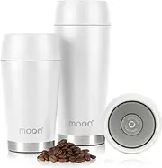 Moon 360° Travel Mugs - Leakproof Insulated Coffee Mugs for Hot & Cold Drinks - Takeaway Reusable Travel Cups, Fits Car Cup Holders (450ml, White)