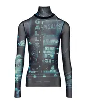 Pigalle-print mesh T-shirt XXS,S,XS Black