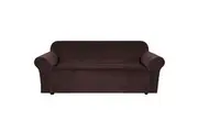 Stretch Thick Velvet Sofa Covers Couch Covers Sofa Slip Covers Lounge Covers 1/2/3 Seater | Comfortable Soft Velour Fabric, Brown