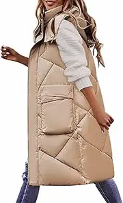 [Generic] Stretch Vest Down Vest With Hood Winter Warm Long Vest Plain Sleeveless Quilted Vest Lightweight Winter Jacket Winter Vest Down Jacket Outdoor Puffer Jacket Winter Vest Cropped Leather Vest Women
