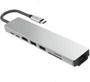 SHU-Store Fit for USB Type C Hub Type-C to HDMI 4K VGA Adapter RJ45 LAN Ethernet SD TF USB-C 3.0 Typec 3.5mm Jack Audio Video Fit for MacBook Pro OTG (Color : 8 in 1)