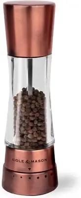 Stylish Manual Copper Pepper Mill - 6 Adjustable Grind Levels for Fresh Spices