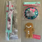 Pusheen 2024 Winter Cat Kit Holiday Ribbon Wand + Plush & Crinkle Toys 3 Pcs New
