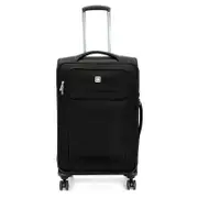 Swiss Luggage Suitcase Lightweight with 8 wheels 360 degree rolling SoftCase SN6005B-black