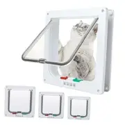 goTeamghjkl Cat Door Flap (Outer Size 9.9" x 9.2"), 4 Way Locking Large White