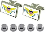 [Select Gifts] Shirt Dress Studs Virgin Islands Flag Cufflinks