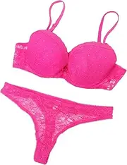 [WATIIFUFU] Women's Lace Bra Set Panties 80b in Rosy Stylish Push up Bra Comfortable Elastic
