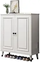 Freestanding Integrated Solid Wood Leg Edge Shoe Cabinet 80cm Household Entrance Indoor Storage Foyer Cabinet, White Shoe Cupboard