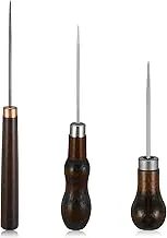 Ptwola 3 Pcs Scratch Awl Tool Gourd Shape Handle Leather Awl Punch Tool Wooden Punch Hole Craft Maker Tool Repair Shoes Sewing Stitching Supplies for Tailors Crochet DIY Cloth Stitch Bookbinding