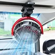 xuenair Battery Powered Clip On Fan for Car Visor Back Seat Roof Handles, Portable Car Fan Rechargeable for SUV Van RV Pickup Truck Camping Desk Bed Stroller Baby Crib, Quiet 360 Rotation (Red)