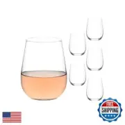 LAV Stemless Red and White Wine Glasses Tumbler Set of 6 - Drinking Glassware