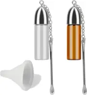 Spoon Bottles with Funnel, Portable Storage Bottle Kit, Spice Powder Tool, Glass