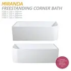 MIRANDA 1500x510 1700x500mm Back to Wall Corner Freestanding Acrylic Bath Tub