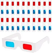 20 Pairs 3D Glasses for Movies at Home Paper Glasses Red and Cyan Lens in White Frame 3D Viewing Glasses Anaglyph Cardboard for Movies