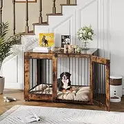 31.5" L Dog Crate Furniture, Stylish Dog Cage for Indoor Use, End Table Wooden Dog Kennel for Medium Dogs, Decorative Pet House, Functional and Chic Dog Kennel Furniture