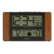 Digital Atomic Wall Clock With Wireless Outdoor Sensor Black And Brown 11X7 Inch