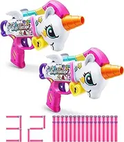 XShot Blastercorn, Unicorn Blaster, (2 Blasters, 32 Darts), Air Pocket Technology Darts and Dart Storage, Outdoor Toy for Boys and Girls, Teens and Adults, Brown Box, (2 Blasters, 32 Darts)
