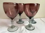 4 Handmade Wine Glass Drinking Goblet Barware Purple