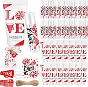 Heigble 144 Pcs Lip Balm Hand Cream Set Party Favors, Include 36 Lip Balm 36 Moisturizing Hand Cream 36 Bags 36 Cards and Ropes for Accessories Gifts(Red Cheerleading)