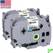 2PK TZe241 TZ241 3/4" Black on White tape 18mm For Brother P-Touch Label printer