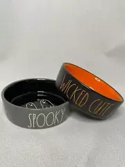 NEW Rae Dunn Halloween Cat Dog Bowl Dish Black White SPOOKY WIKED CUTE Ghosts