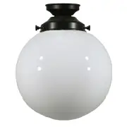 Opal Gloss Sphere 8&quot; Shade w 4 1/4&quot; Black Batten Fix Light