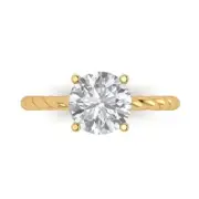 Yellow Gold Solitaire Anniversary Ring, 2 ct Round Cut Simulated Diamond