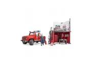 Bruder Licensed 1:16 Scale Fire Station With Land Rover Defender + Fireman