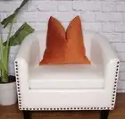 Rust/Orange Velvet Pillow Cover-Orange Pillow-Accent Couch Cushion-Velvet Pillow