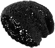 [Generic] Beanie Hat Handmade Women Cotton Cutout Vintage Floral Crochet Slouchy Cap for Circumference Spring Summer Autumn