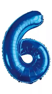 Number Six Balloon Blue Number 6 Balloon 32" Foil Mylar Blue Number Balloon