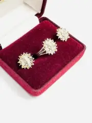 925 sterling silver ring earnings with Natural yellow topaz